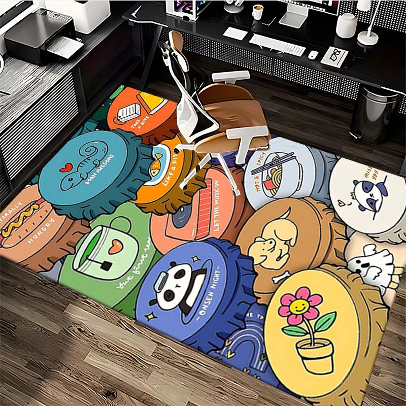 1pc Anime Cartoon Design Chair Mat - Panda Themed Office Rug for Desk, Anti-Slip Carpet Suitable for Home Decor, Living Room, Bedroom, Game Room, Birt