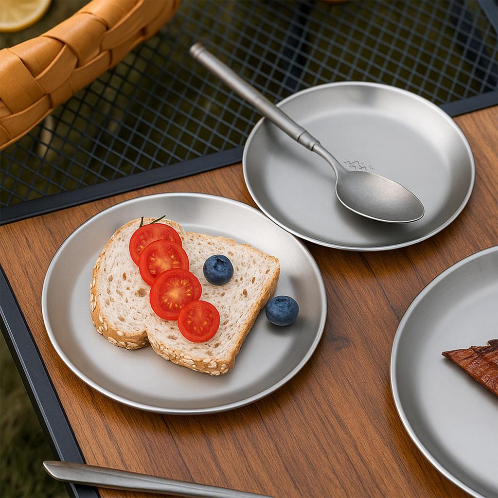 Titanium Purification Plate Stackable Camping Tray Anti-Fall Outdoor Fruit Salad Plate Creative Home Dish Plate Camping Supplies