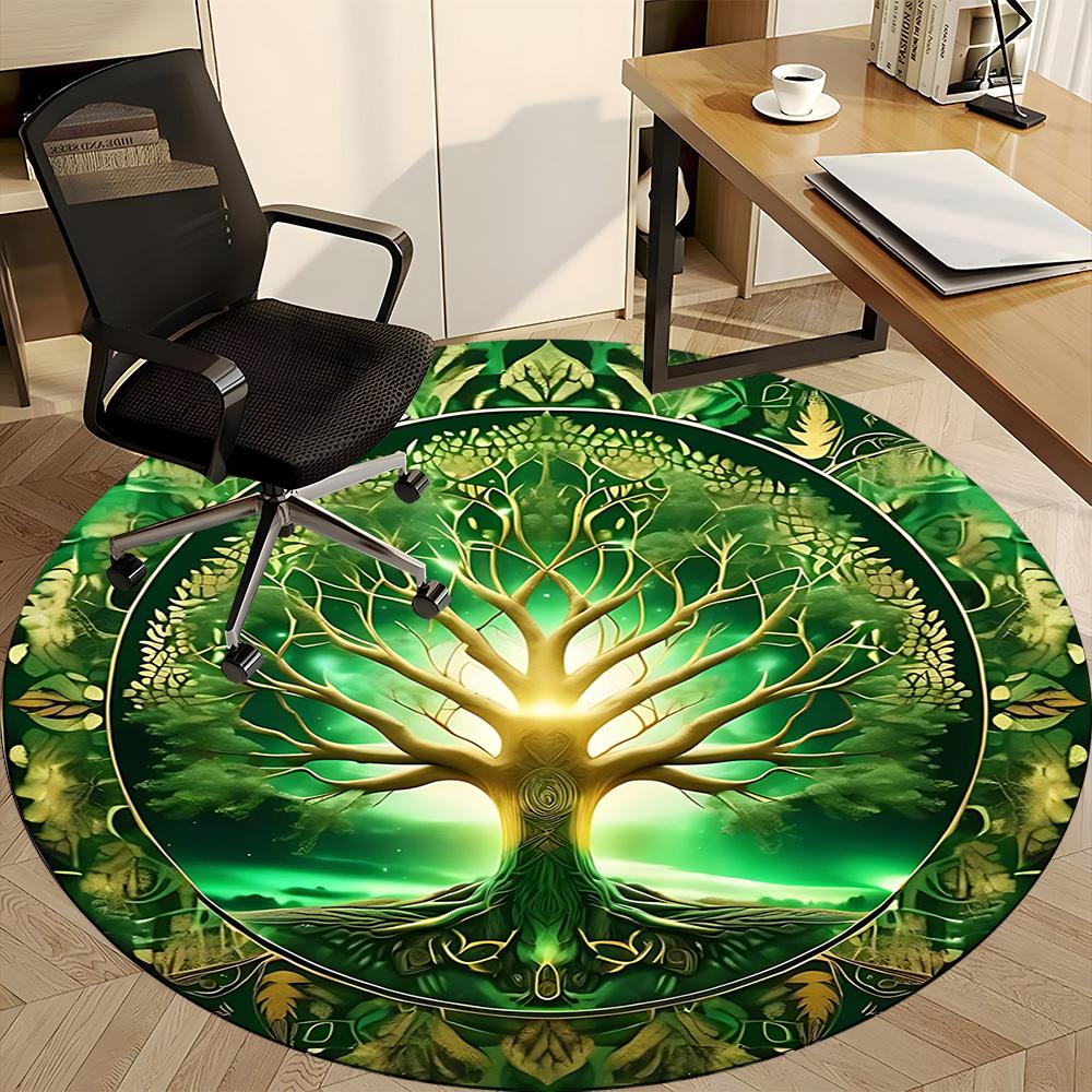 1pc Tree of Life Mandala Chair Carpet for Office Non-Slip, Machine Washable Rug for Office - Holiday DecorMachine Made yy251029026