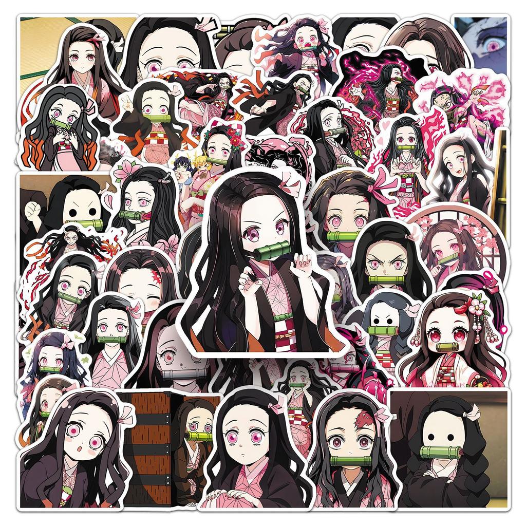 50 Nezuko Cartoon Stickers Personalized Demon Slayer: Blade Decorative Mobile Case Water Cup Japanese Comic Stickers