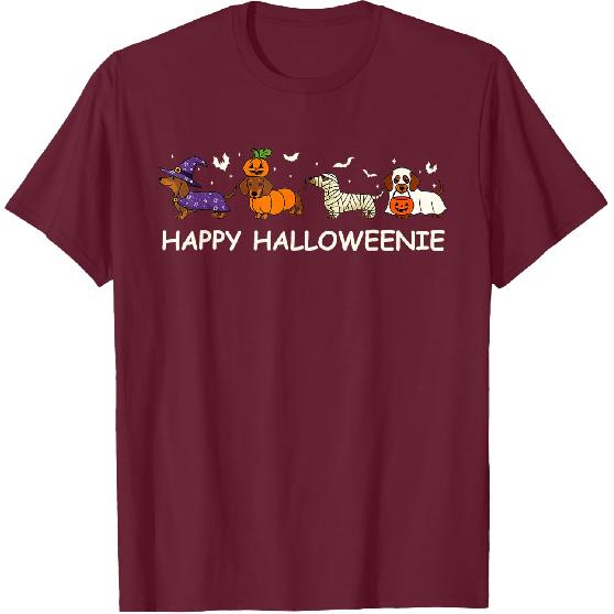 Weiner Dog Witch Happy Halloweenie Cute Halloween Dachshund T-Shirt