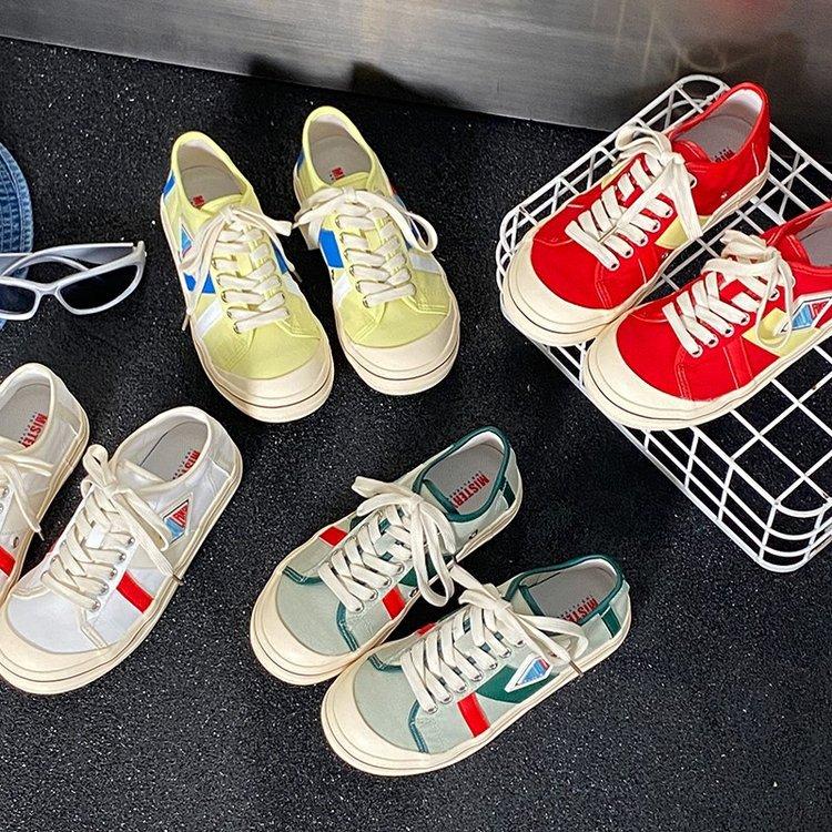 Foreign-style versatile and thin breathable German training canvas shoes for women's 2025 spring and summer new color matching ugly and cute platform