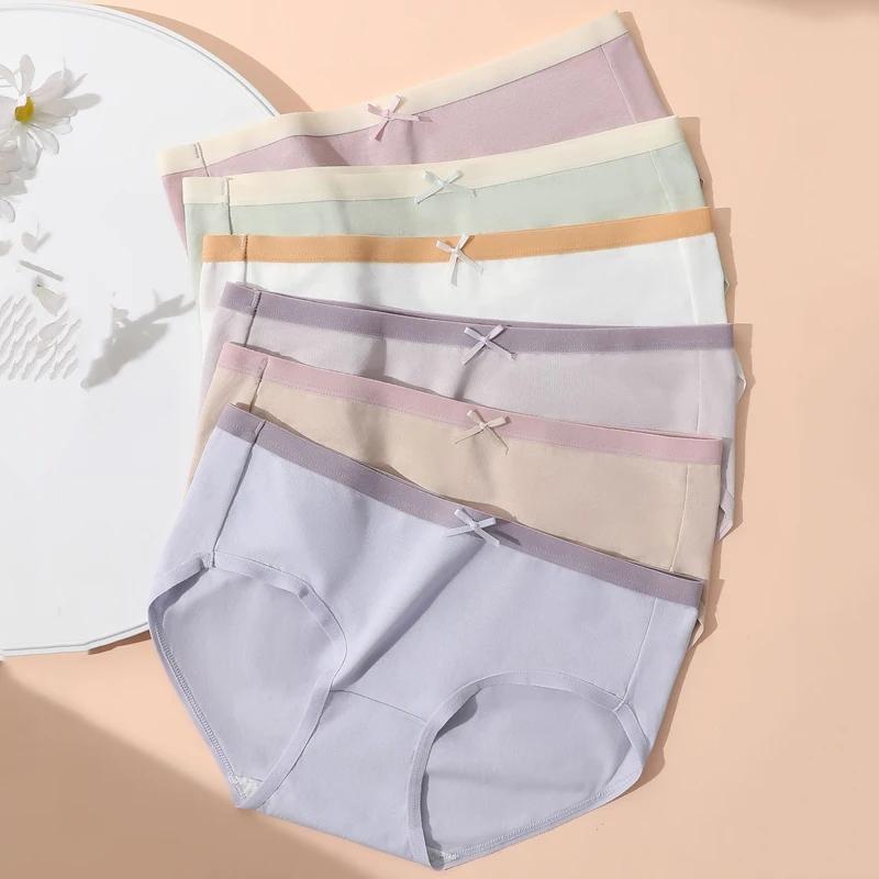 

6 шт. женские трусики, хлопковое дышащее нижнее белье, трусы для девочек, однотонные трусики, мягкие трусы, сексуальное женское белье с низкой талией M-2XL L