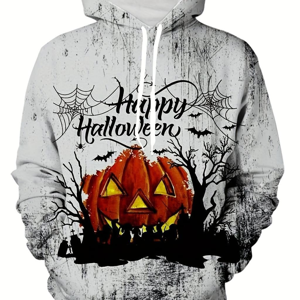 Autumn 3D Fun Pumpkin Pattern Printed Hoodies Fashionable Casual Sports Long Sleeved Men's Hooded Sweatshirts