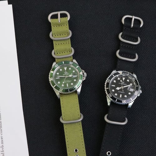 HEYOZURY Canvas Watch Band, NATO Strap, 18mm, 20mm, 22mm, 24mm, 26mm, Thick Canvas, Waterproof, Comfortable to Wear, Nylon Strap, Replacement Strap, T