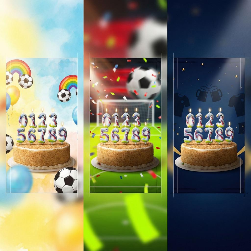 Football Themed Numbers 0-9 Candles Birthday Candles Cake Decorations