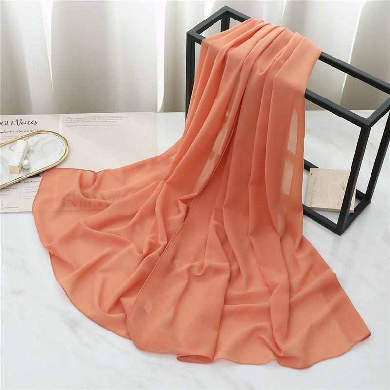 

Прямоугольный шарф из жемчужного сплошного шифона: Универсальный женский платок и шаль. 175*70cm