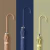 Minimalistischer japanischer 16-Rippen-Geradschirm mit schlichtem einfarbigem Ledergriff, Damen-Sonnenschirm und Regenschirm, Langes Geschäfts-Geschenk