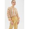 American Style UO Retro Fashion Contrast Color Stripe round Neck Pullover Short Navel Sweater Women's