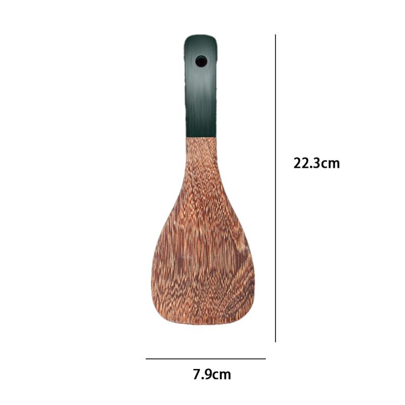 Neu! Kochgeschirrwerkzeuge aus Holz mit grünem Griff Antihaft Anti-Rutsch Löffel Spatel Küche Kochen