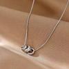 Collier pendentif en argent sterling 925 avec chiffres romains - Cercle à trois anneaux et chaîne de clavicule, Style simple de luxe léger