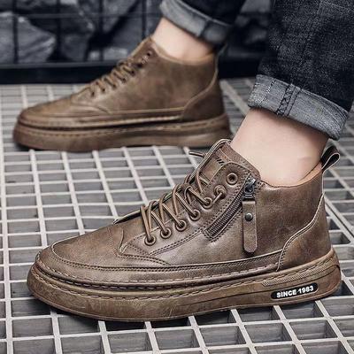 Spring Men's New Breathable High Top Martin Boots Men's Leather Shoes