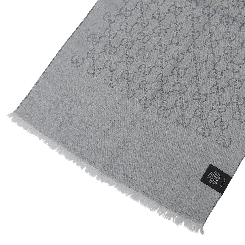 Excellent GUCCI Stall GG pattern with fringe gray wool Women Used