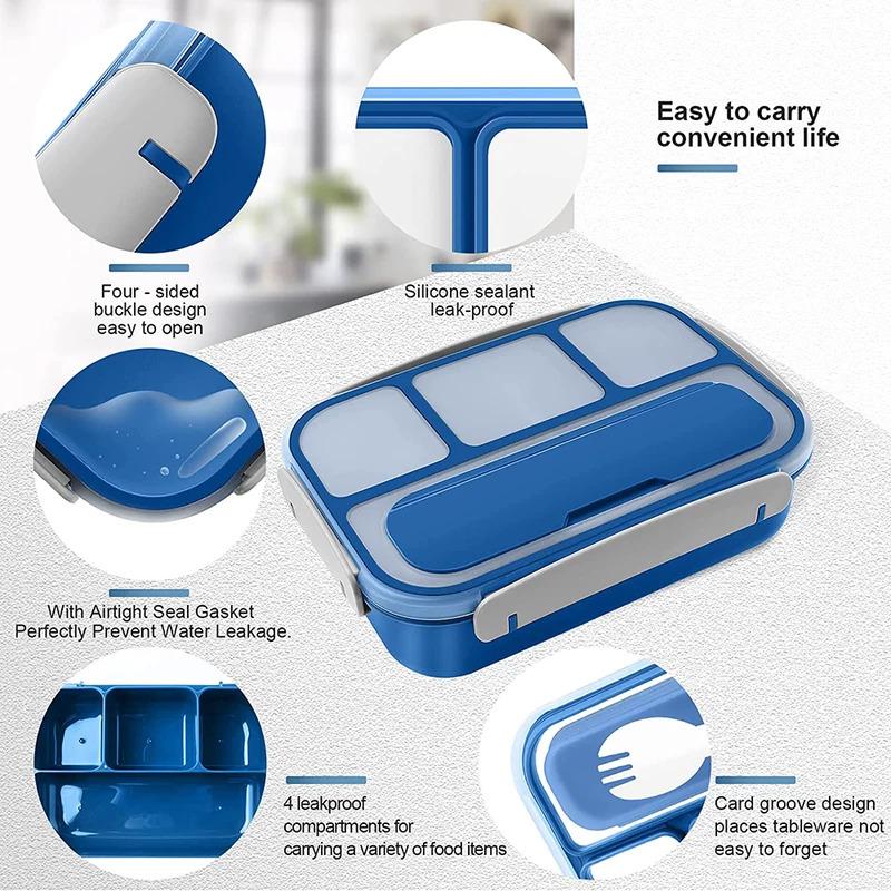 A Large Capacity Bento Box of 81 Ounces, Suitable for Adults, Children, and Toddlers, with 4 Compartments