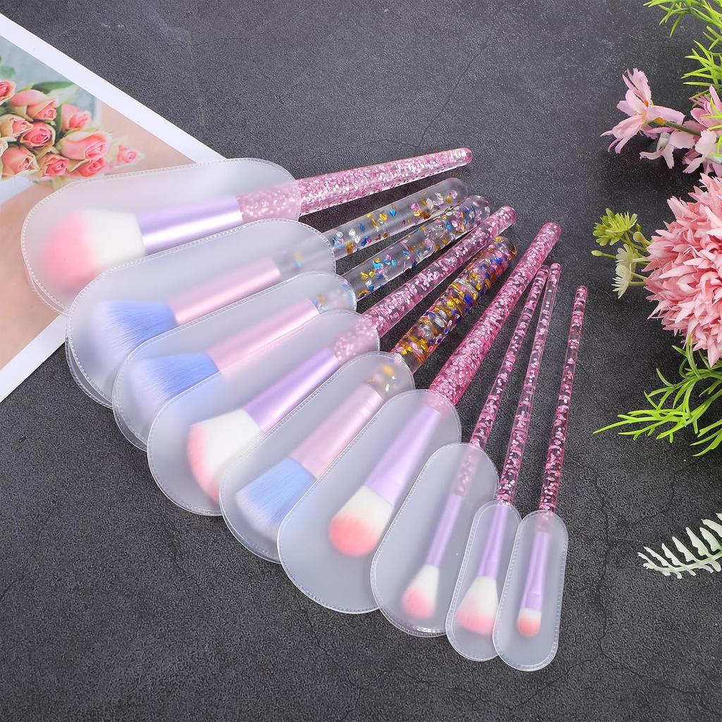 Jeffdad 20 Pcs Makeup Brush Covers, 5 Sizes Clear Make up Brush Protective Protector Sleeves for Travel & Storage, Lightweight and Durable Plastic
