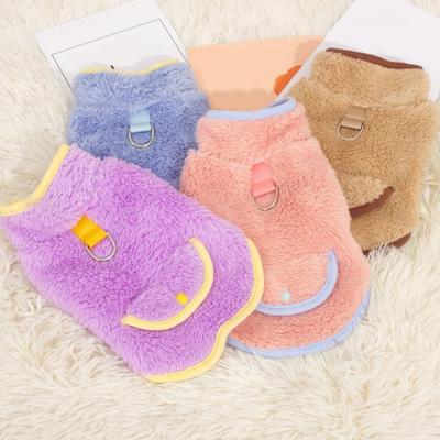 Reversible Plush Dog Clothes Pullover 2-legged Comfortable To Wear with Traction Ring Soft Warm Pet Winter Clothes