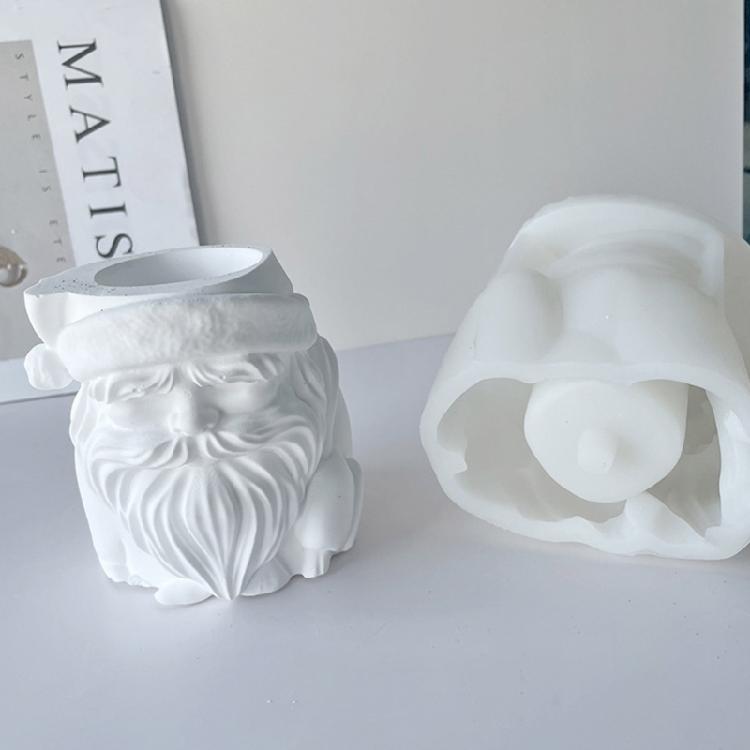Geometric Santa Claus Gypsum Silicone Molds for Making Succulent Flower Pot