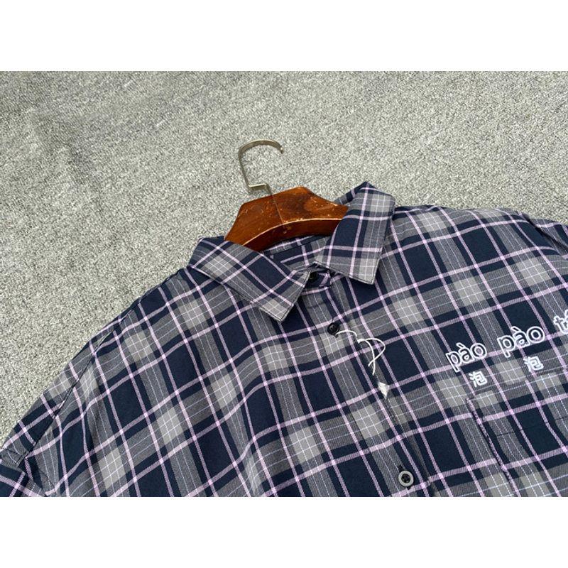 

Good Goods on the Cabinet Pure Cotton Plaid Loose Girls Spring Autumn Blouse Long Sleeves Versatile Lattice Student Shirt A268 Gray lattice S