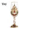 Creative Christmas Table Ornament Nutcracker Champagne Glass, 350ml Hand Painted Holiday Wine High Borosilicate Glassware Decorative Drinkware