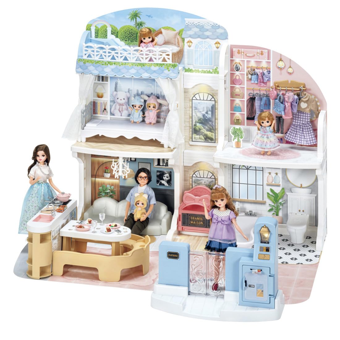 

Takara Tomy Talking Grand Maison Pretend Play Toy 3 and Licca-chan Auto-Lock 2-Story Dress-Up (Ages up)