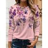 Women's 3D Butterfly Print T-shirt Fashion Long Sleeve Round Neck Regular Tops Holiday Weekend Spring and Autumn