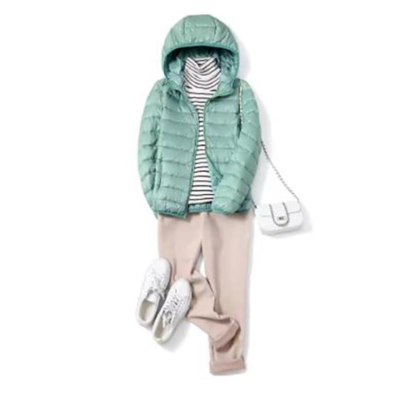 Damen Ultraleichte Pufferjacke Koreanische Mode Kapuzenjacke Kurz Weiblich Windabweisend Atmungsaktiv Mantel