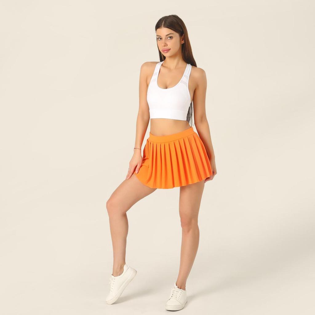 2024 Elastic Waistband Super Short Pleated Skirt, 32 cm Length, No Safety Pants