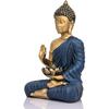 Medytujący siedzący posąg Buddy, ozdoba domu, prezent do salonu, dekoracyjny eksponat - 27 cm  (Żywica, niebieski, złoty)