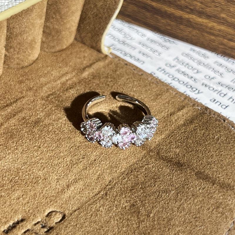 Exquisite Pink Diamond Butterfly Open Ring in Korean Style - Trendy, Versatile Fashion for Women