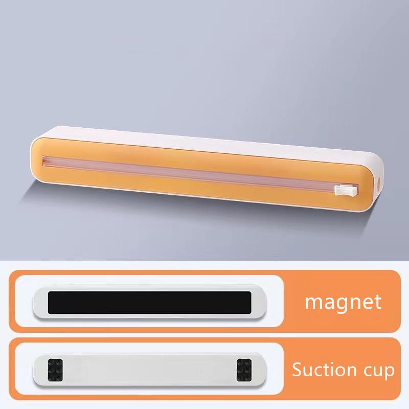 Food Film Dispenser Magnetic Plastic Wrap Dispenser with Cutter Storage Box Aluminum Foil Stretch Film Cutter Storage Holder