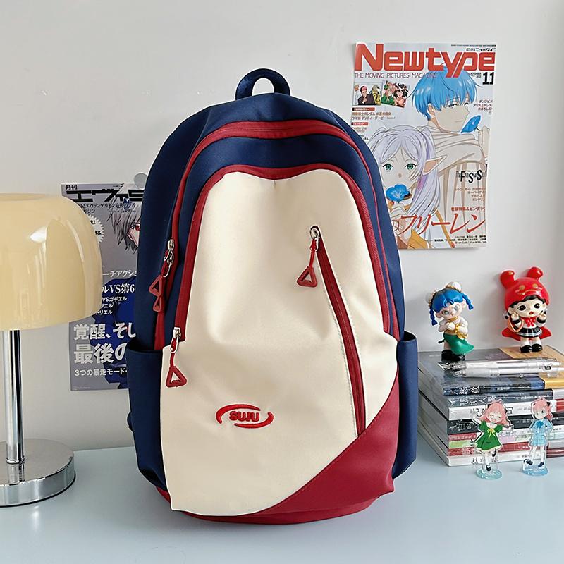 Junior School Student Schoolbag Color Contrast Backpack Girl College Style Backpack