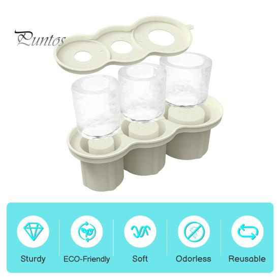 Beverage Ice Mold Silicone Cylinder Cube Tray for 20-40oz Tumbler Cup with Lid Hollow Shape Stackable Easy Release Juice Whiskey Cocktail Cubes Maker