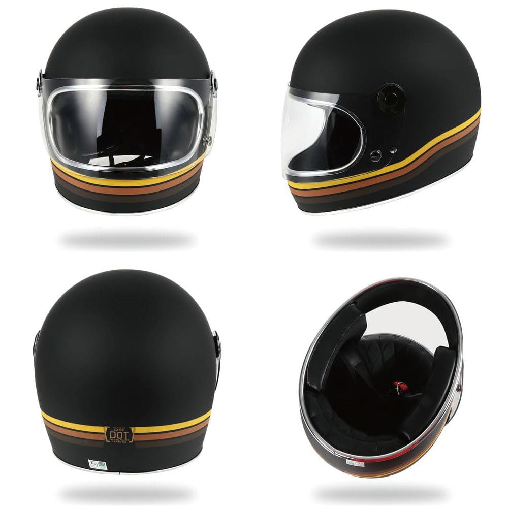 HORIZONHELMETS Full Face Matte LAMP 3 Rainbow Helmet, Black, (Small 54-55cm)