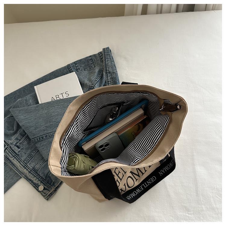 Cross-border Canvas Crossbody Bag: Large Capacity, Fashionable Single Shoulder Tote