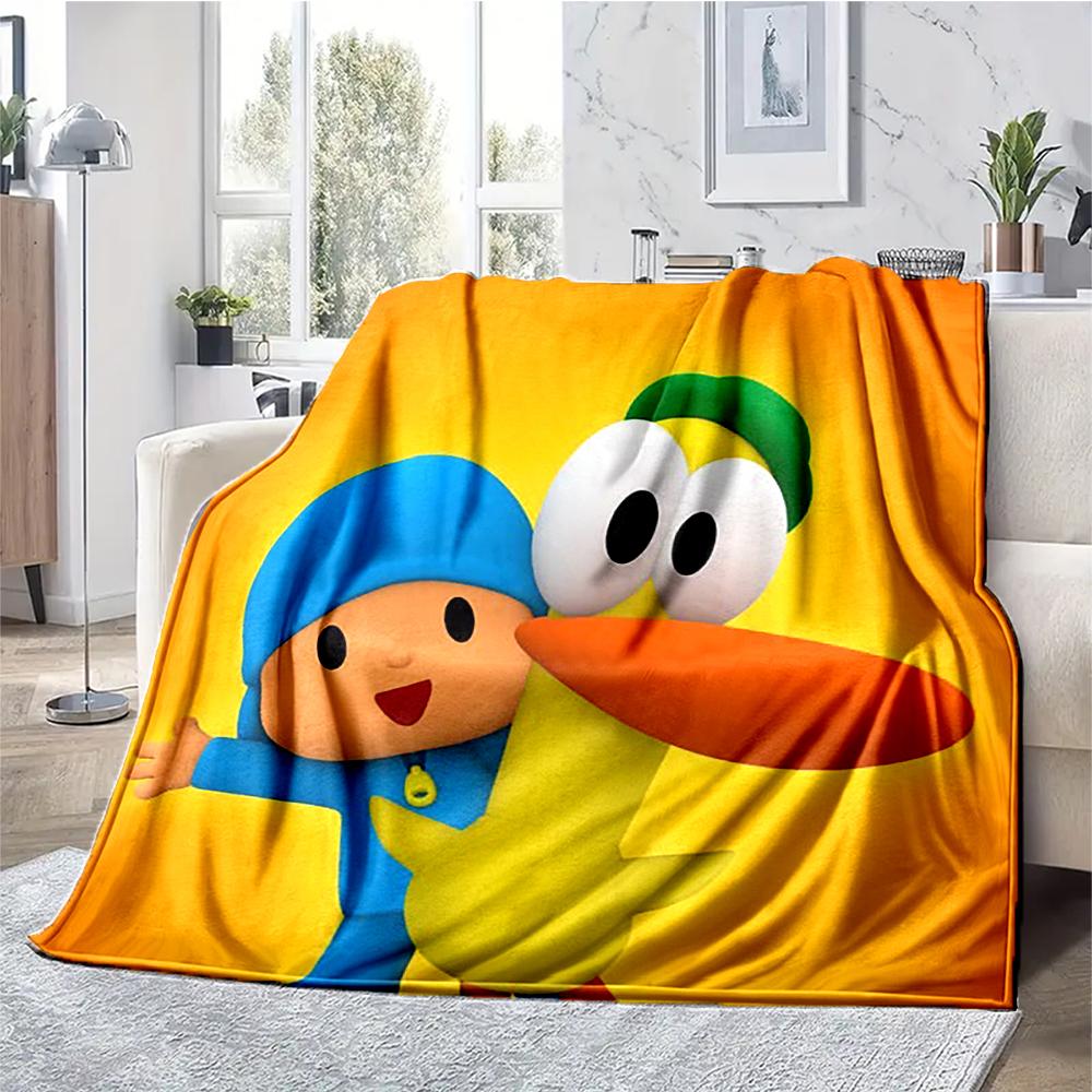 Pocoyo Theme Printed Blanket - Perfect for Couch, Bed, Travel & Outdoor Use | Machine Washable, Cozy & Durable.