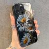 White Daisy Flower Butterfly Pattern Tempered Glass Phone Case For iPhone 16 17 15 14 13 12 11 Pro Max 16E 7 Plus XR XS X Cover