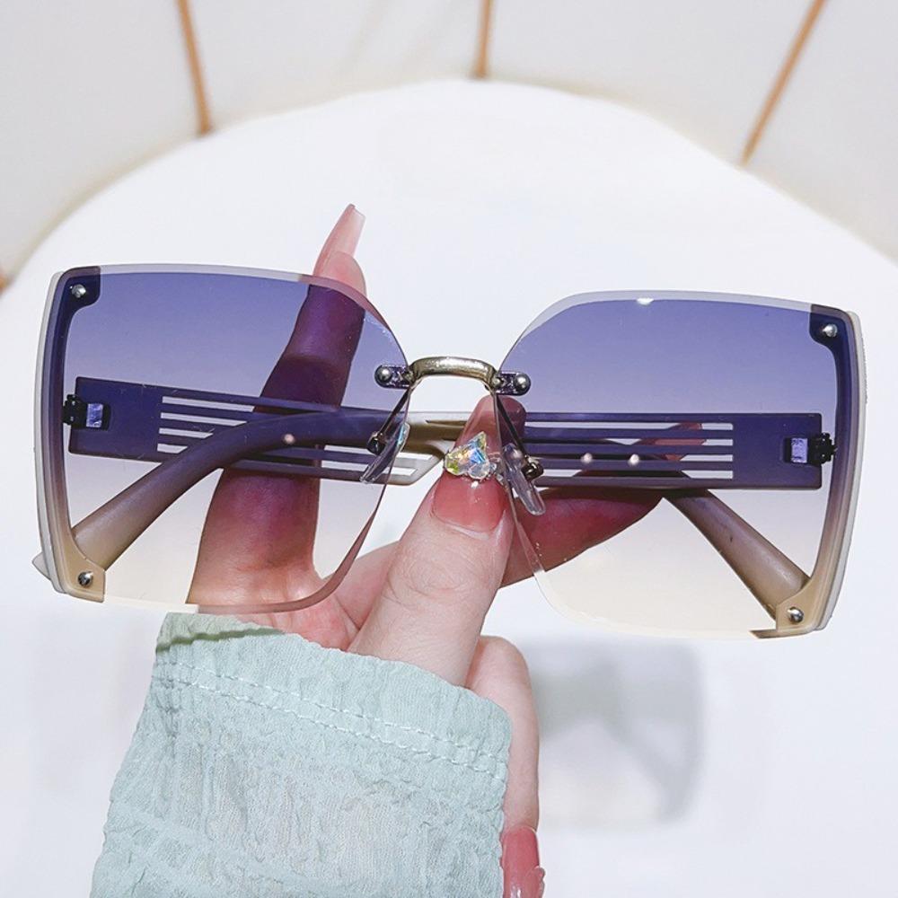 Korean Sunglasses Large Square Gradient Sunglasses for Women Men Fashion Rimless Sunglasses