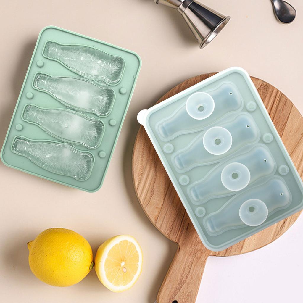 Silicone 3D Coke Bottle Ice Cubes Tray with Lid Popsicles Making Tool for Home Gatherings and DIY Beverage Decorations