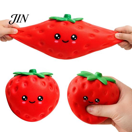 Sensory Stress Toy Cartoon Strawberry Relief Toy, Giant Squeeze Fake Management Fruit Fidget for Home Office School Anxiety
