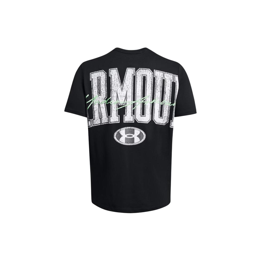 Under Armour Logo Print Round Neck Short Sleeve T-Shirt Men Tops Black 1382832-001