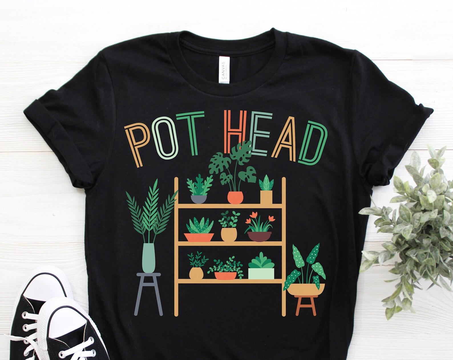 Pot Head Gardening Potted Succulent Plant Gardener Garden Funny Cute T-Shirt, Plants Lover Gardeners Gifts, Succa Cactus, Mom Mother s Day, 100