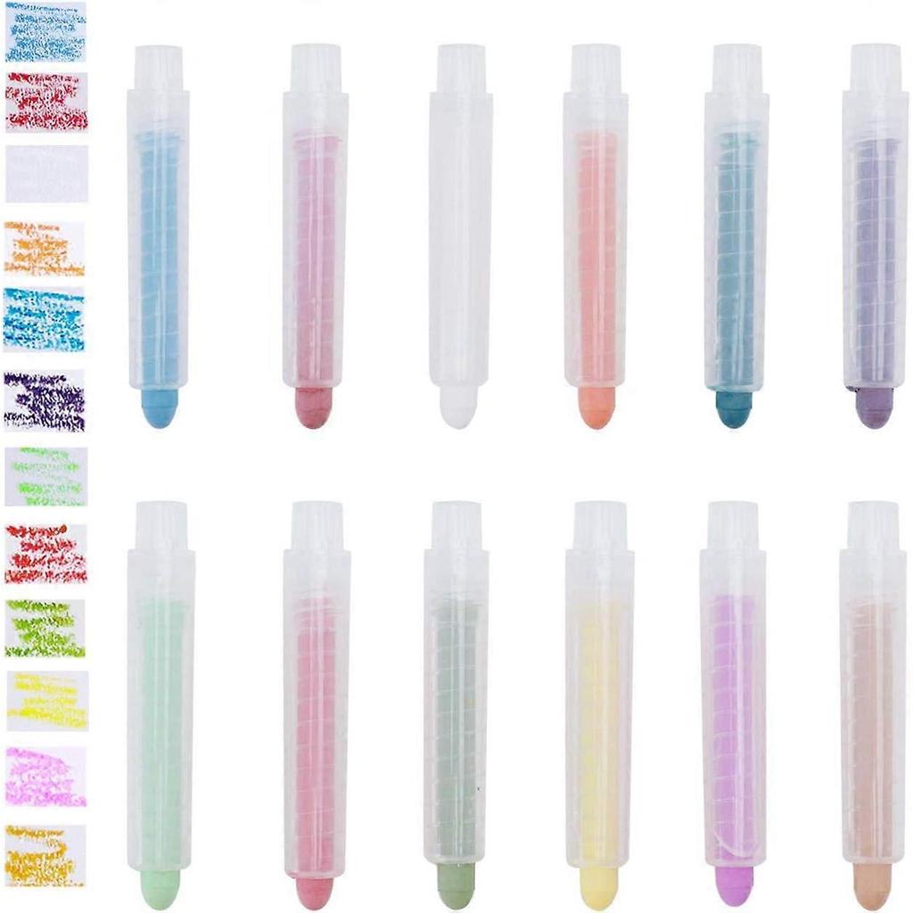 12-Pack Dust Free Chalk Kids Graffiti Colored Chalk Swivel Eraser Chalk