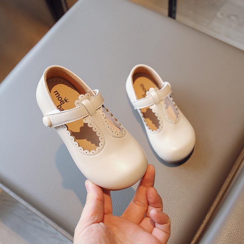 Korean Children's Leather Shoes Simple Cute Kids Lace Breatheable 2025 Spring and Autumn New Girls Casual Shoes Solid Color Flat