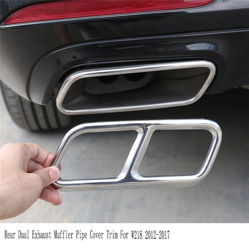 L10A Tail Throat Frame Cover Trim Stainless Steel Rear Dual Exhaust Muffler Pipe For Mercedes Benz GLK X204 CLS W218 2012-17