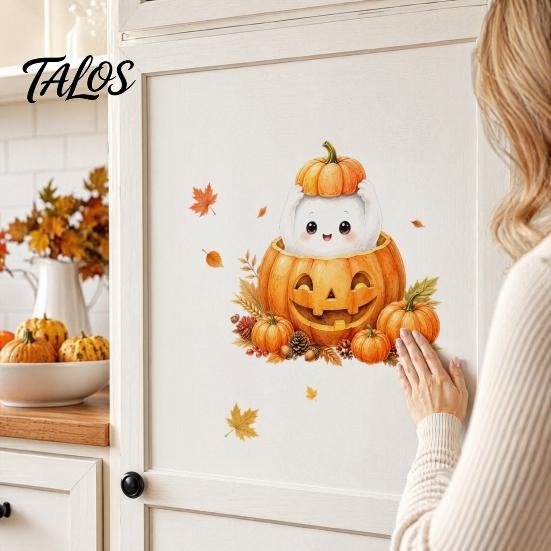 Decorative Cabinet Door Stickers Thanksgiving Fall Wall Stickers, Cute Cartoon Rabbit Squirrel Pumpkin Maple Leaf Decals Environmentally Friendly Art