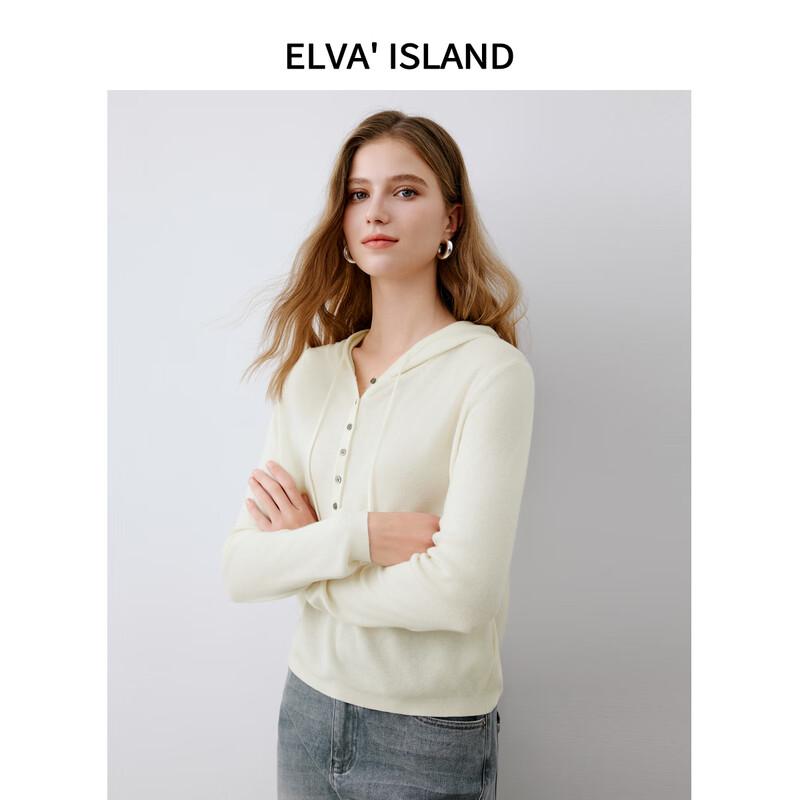 

Elva Island Women s Simple Knitted Long-Sleeve Hoodie M