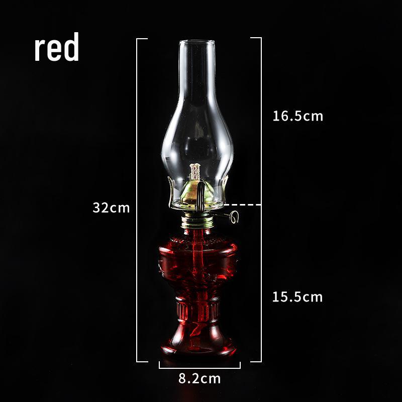 L555 Vintage Kerosene Lamp, Four-Claw Holder with Glass Lantern - Retro Oil Lamp for Nostalgic Decor and Ambiance
