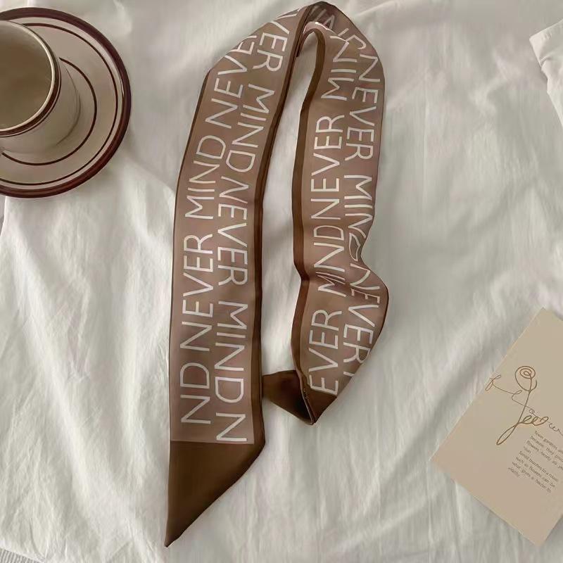 Small White And Tender Green Silk Scarf For Women, Thin Streamer, Headband, Hair Tie, Bag Decoration Long