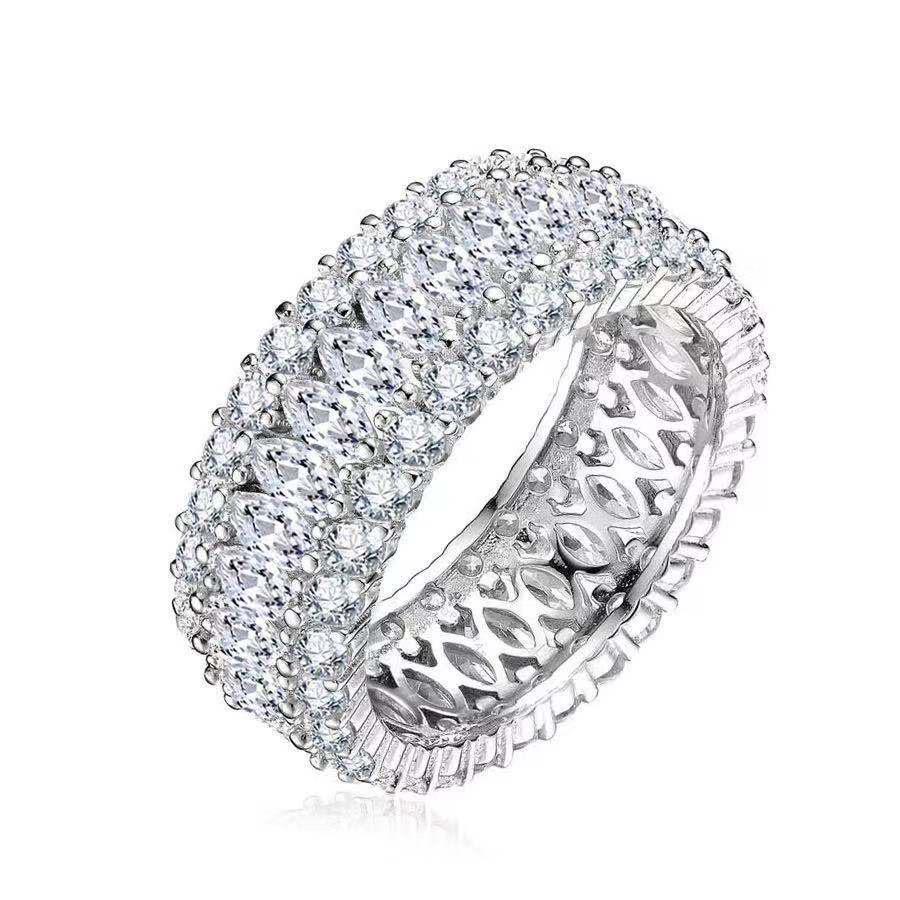 Shein Multi-Row Luxury Zircon Eternity Ring R5579 for Women