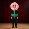 Kids Carnation Costume Leaf Appliques FullBody Jumpsuit Green Accents Flower Headpiece for